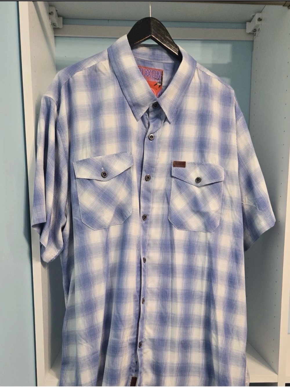 Dixxon Paddle Out Bamboo Blue Plaid Short Sleeve Shirt